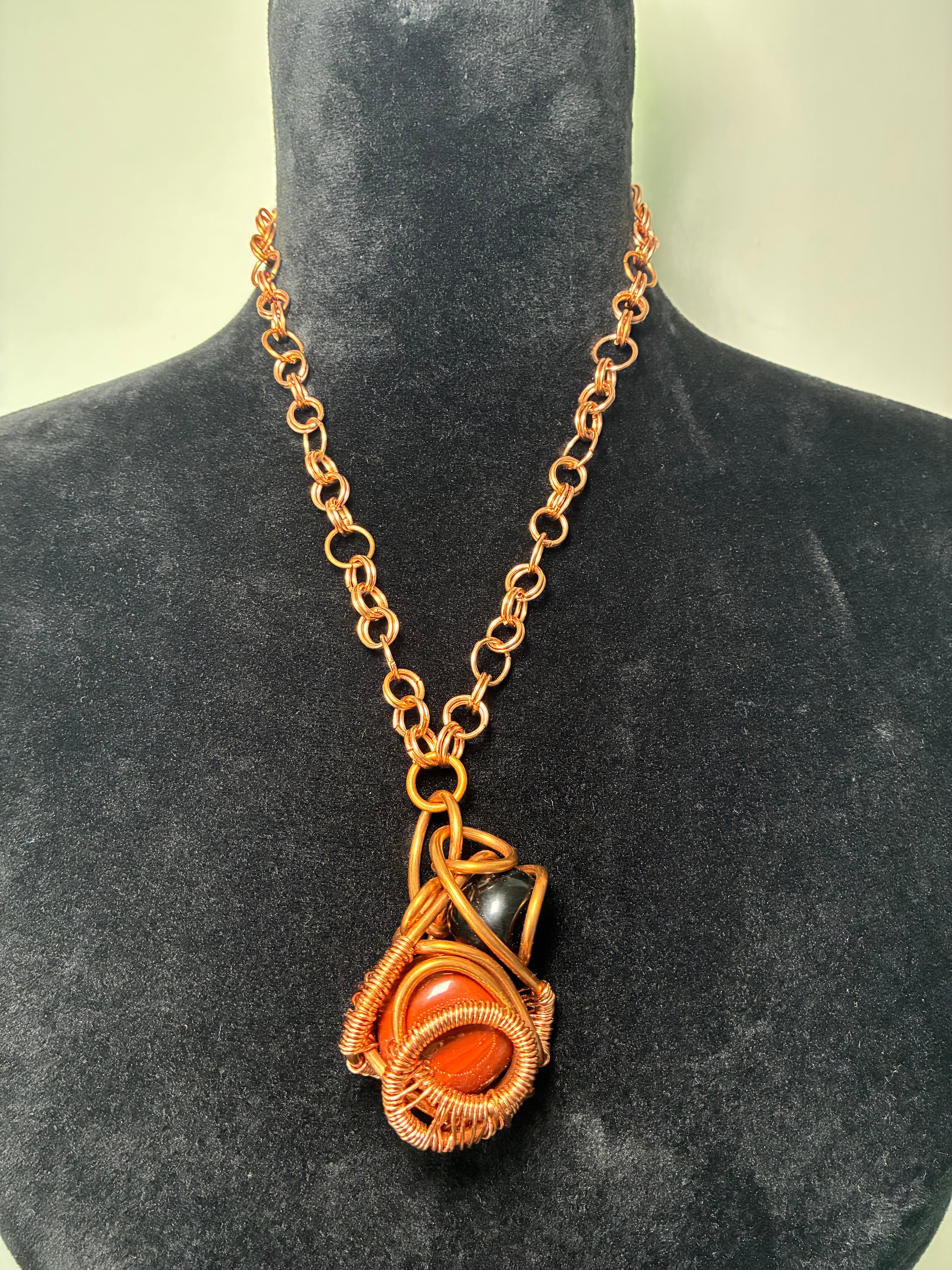 Red Jasper + Black Obsidian Necklace